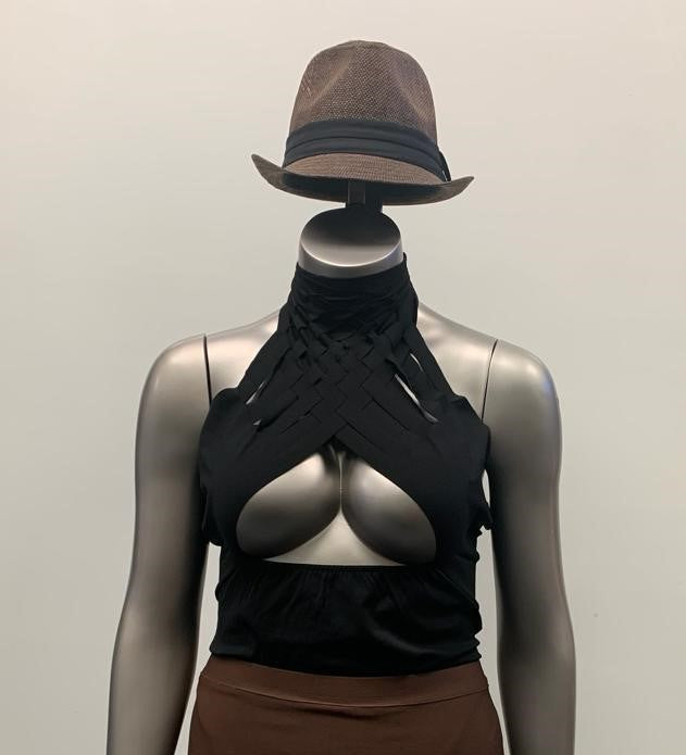 Women's Black Halter Neck Cutout Top