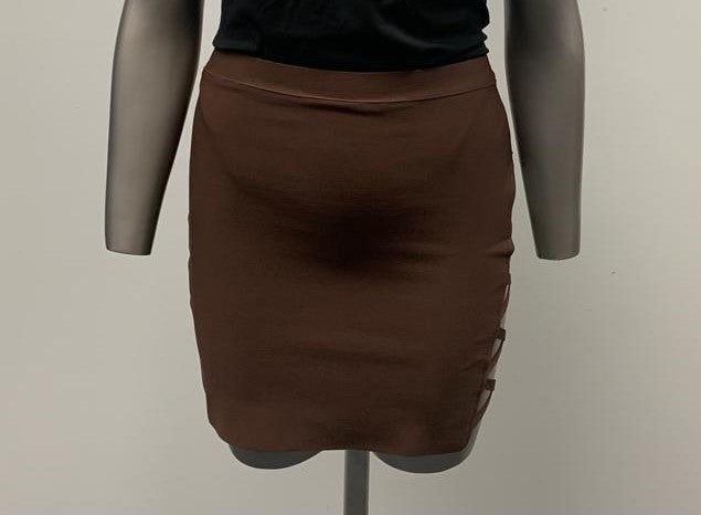 Women's Brown Pencil Knee Skirt