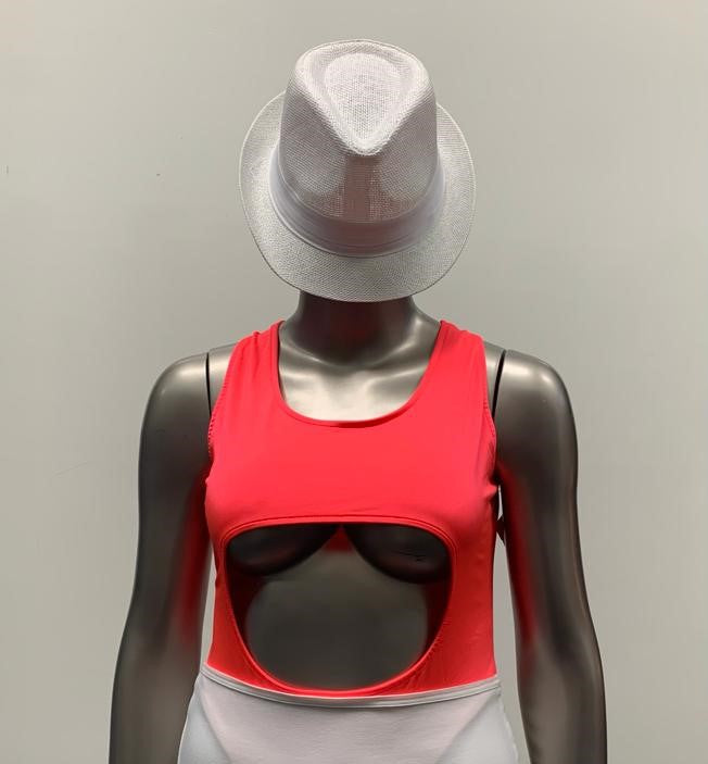 Cut Out Crop Red Bodysuit Top