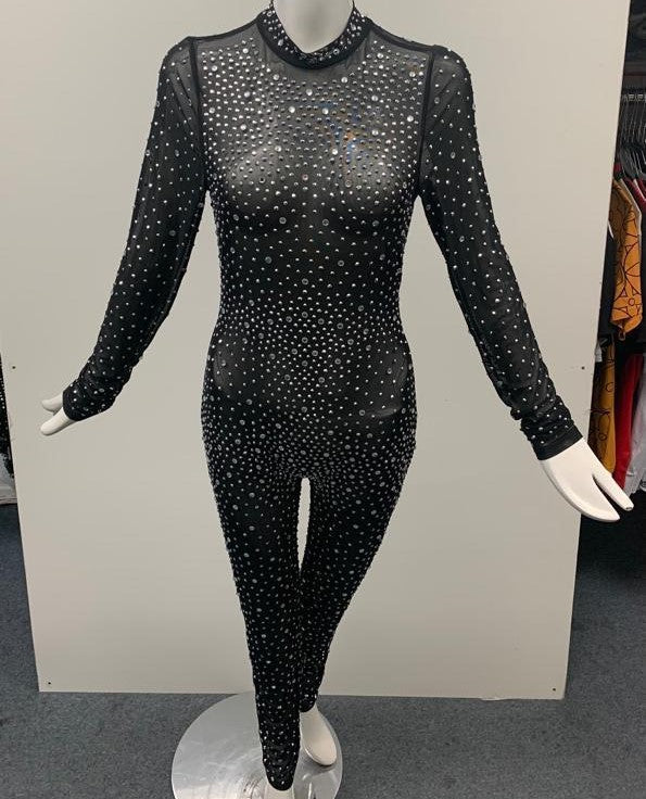 Embellished Black Bodysuit for Women