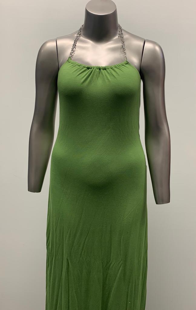 Green Maxi Halter Neck Dress