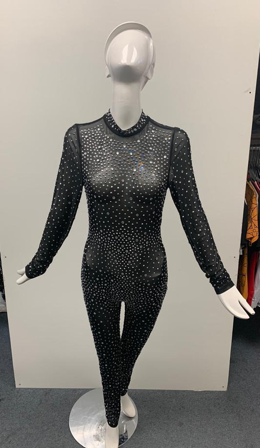 Embellished Black Bodysuit for Women