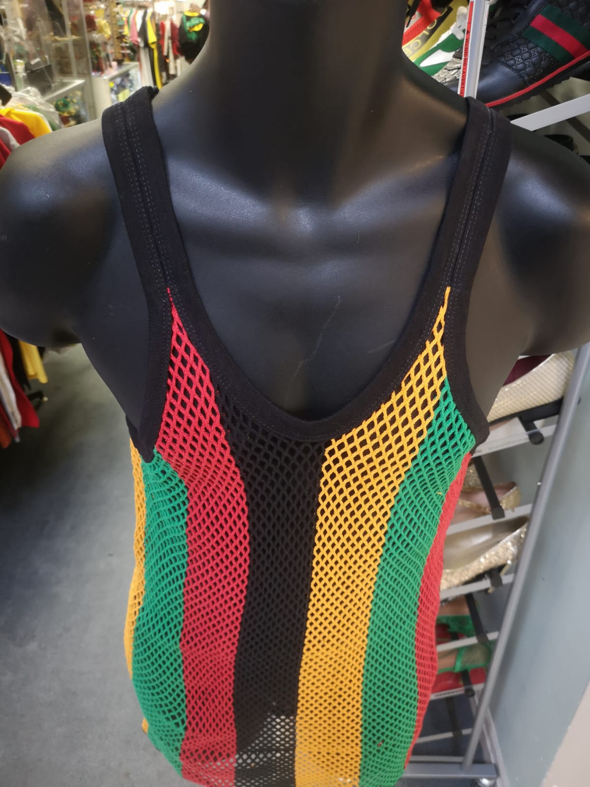 Rasta String Mesh Vest Tank Top Men